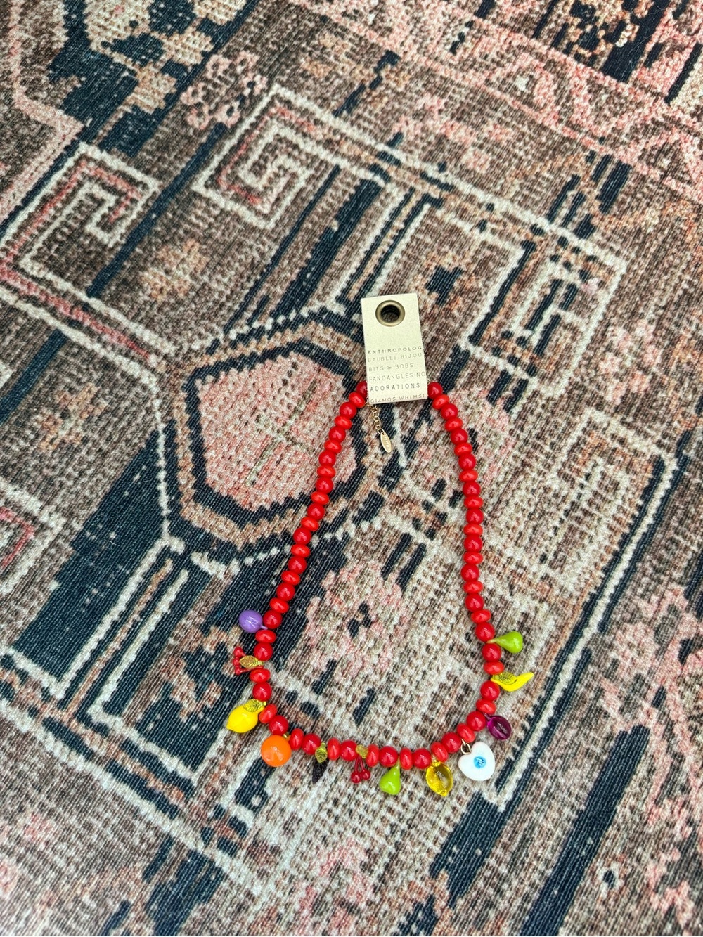 Anthropologie Beaded Fruit Icon Charm Necklace NWT - Picture 5 of 6